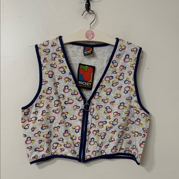 Mickey Mouse Patterned Zip Vest 1990’s nwt - Picture 1 of 2